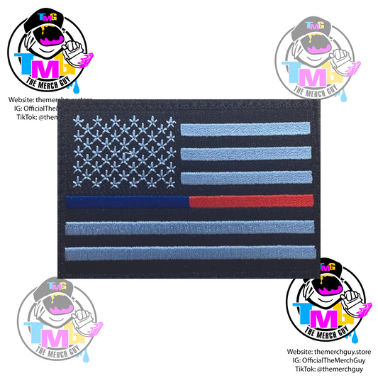 Police and Fire (Blue Line and Red Line) USA Flag Patch