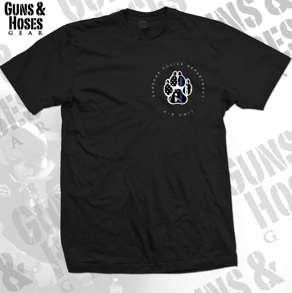 Gardena PD K9 Paw T-Shirt, Gardena Police Shirt, Gardena Police, Gardena Police K9 Shirt