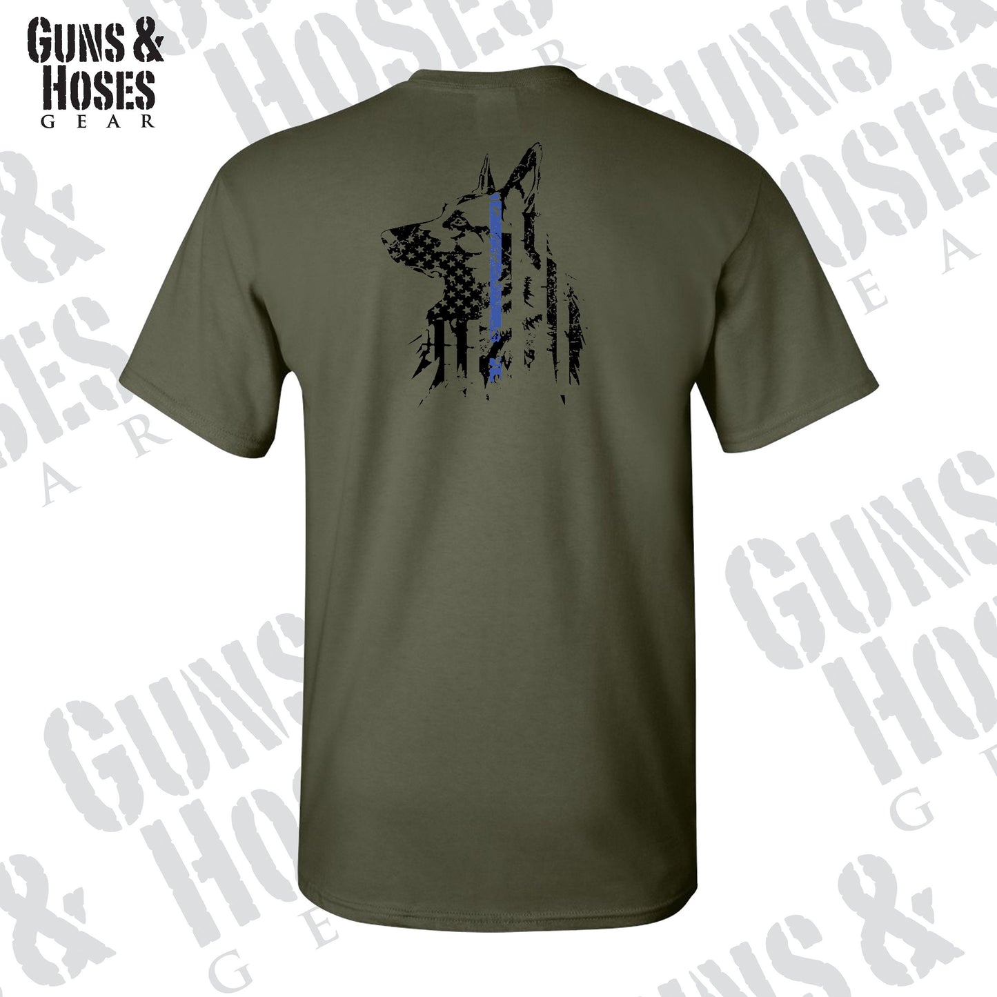 German Shepherd Head T-Shirt - GSD, Police, Police K9, Thin Blue Line