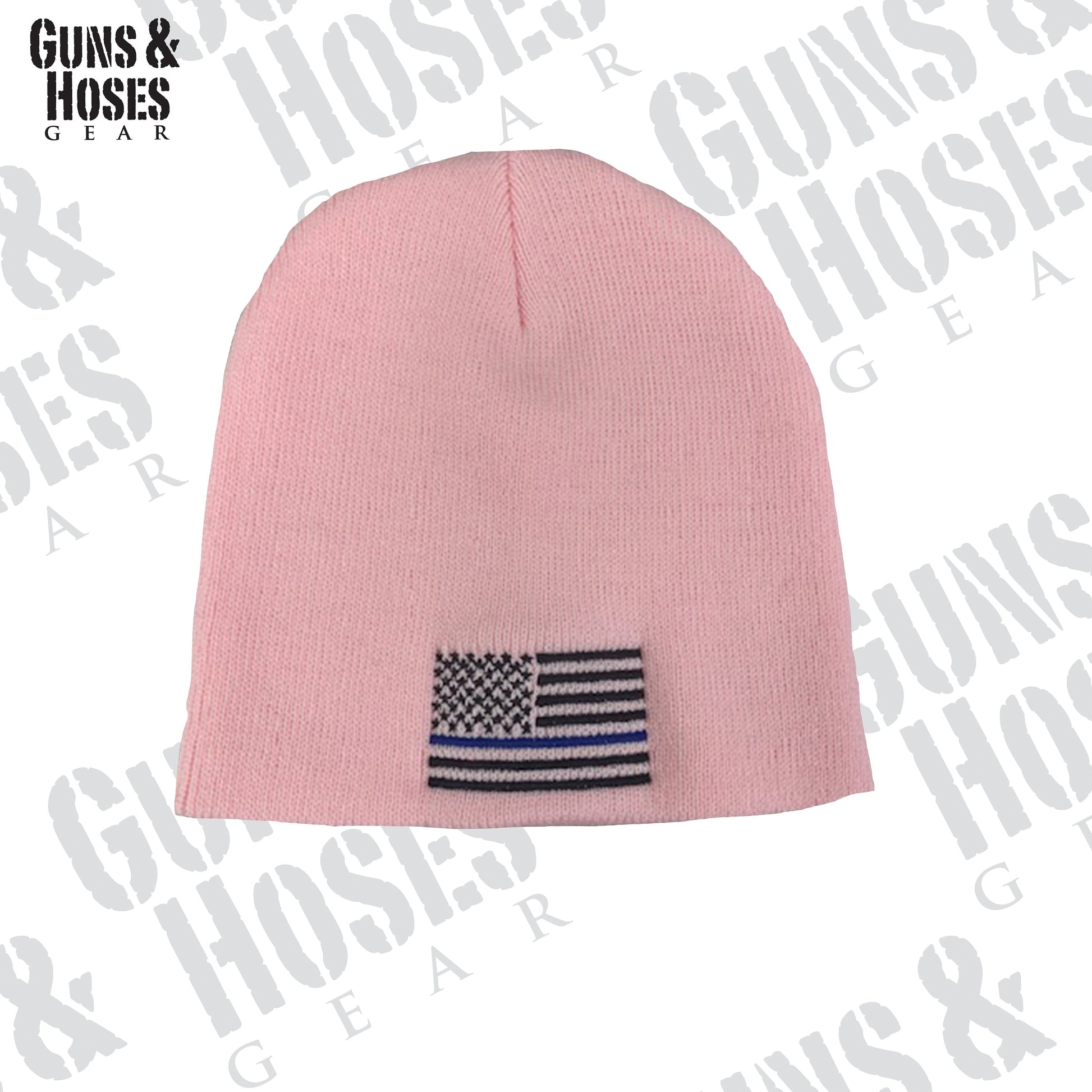 USA Flag Blue Line Embroidered Beanie