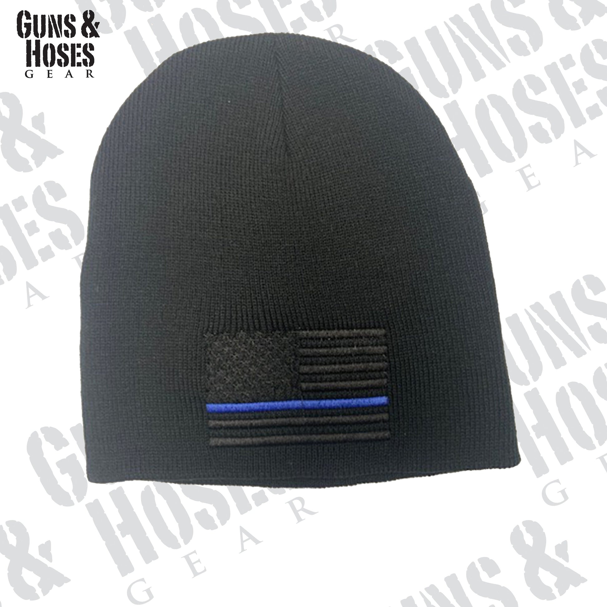 USA Flag Blue Line Embroidered Beanie